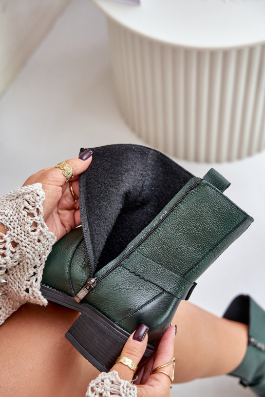 Zazoo 60480 Leer Laarzen Op een lage hak opInarmen kaki kleuren Zazoo 60480 Leer Laarzen Op een lage hak opInarmen kaki kleuren