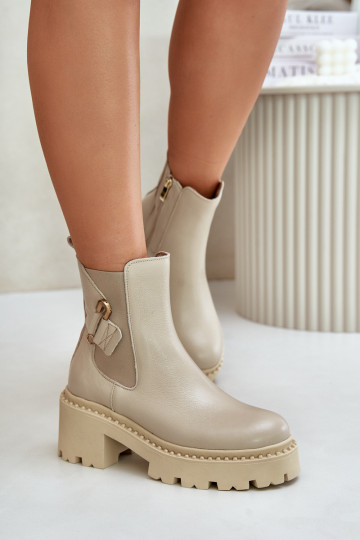 Zazoo 60490 Peau réchauffer Bottes avec des ornements couleur ivoire