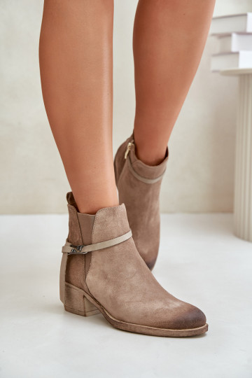 Zazoo 60478 Chaussures en daim avec des talons réchauffer Fixé Au Château beige