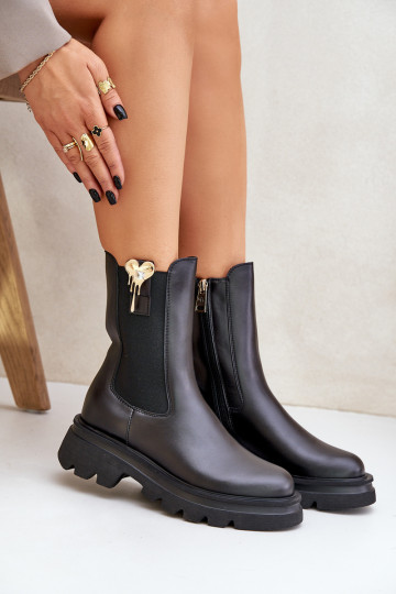 Peau bottes élégantes avec décoration CheBello 4537 couleur noire 2