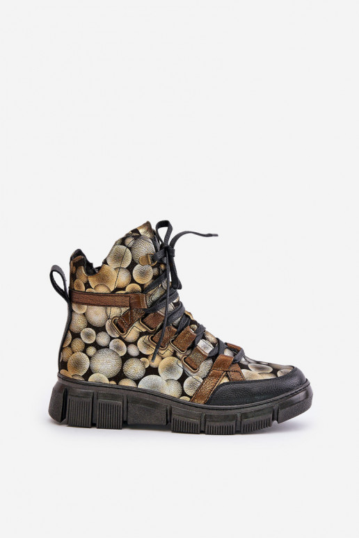 Leer gelijk aan Laarzen met vetersluiting Het heeftciejka 06158-25 gouden kleur