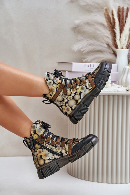 Peau isocèle Bottes à lacets Il fautciejka 06158-25 couleur dorée Peau isocèle Bottes à lacets Il fautciejka 06158-25 couleur dorée