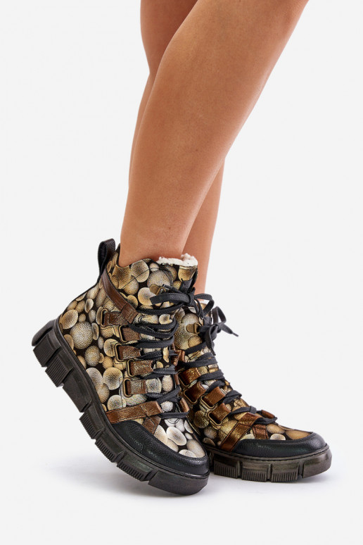 Leer gelijk aan Laarzen met vetersluiting Het heeftciejka 06158-25 gouden kleur