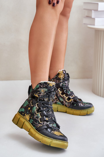 Peau isocèle Bottes à lacets Il fautciejka 06158-07 jaune --couleur noire 2