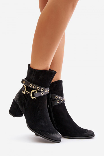 en daim Bottes pour femmes avec des talons décorés Il fautciejka 06679-01 couleur noire 2