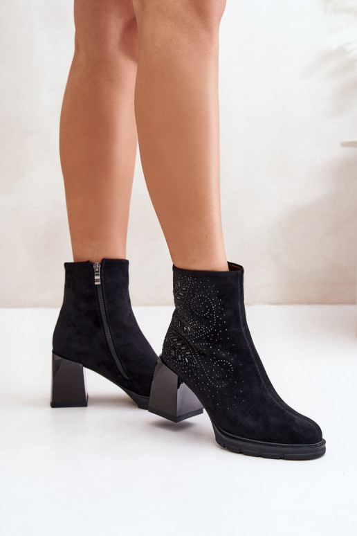 réchauffer Bottes pour femmes Avec décoration D&A MR880-130 couleur noire réchauffer Bottes pour femmes Avec décoration D&A MR880-130 couleur noire