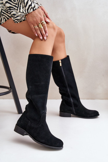 en daim bottes pour femmes Mi-mollet Au Château LeÀski 3616 couleur noire 2