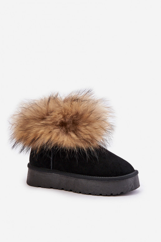 Haut Schneestiefel mit einer Plattform mit Pelzmantel schZuarze Farbe Avirisa Haut Schneestiefel mit einer Plattform mit Pelzmantel schZuarze Farbe Avirisa