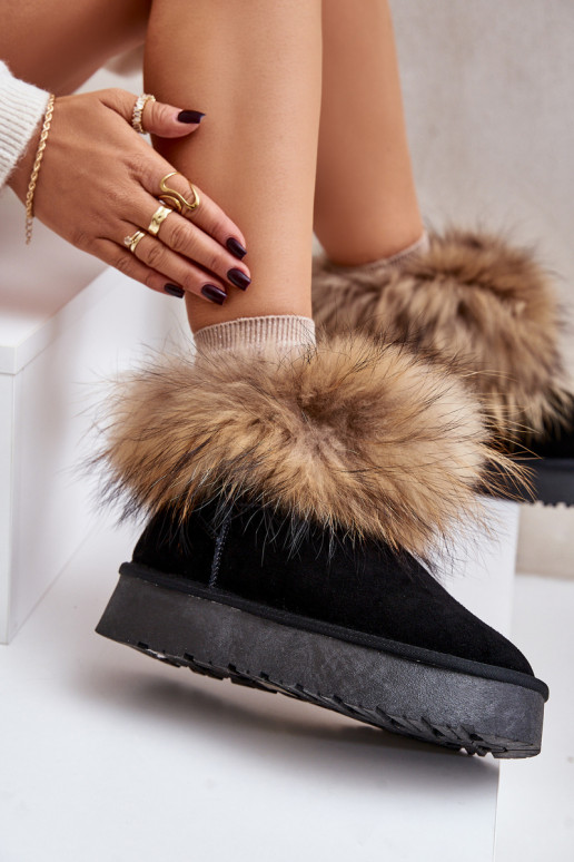 Haut Schneestiefel mit einer Plattform mit Pelzmantel schZuarze Farbe Avirisa Haut Schneestiefel mit einer Plattform mit Pelzmantel schZuarze Farbe Avirisa
