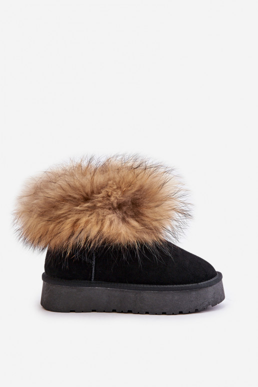 Haut Schneestiefel mit einer Plattform mit Pelzmantel schZuarze Farbe Avirisa Haut Schneestiefel mit einer Plattform mit Pelzmantel schZuarze Farbe Avirisa