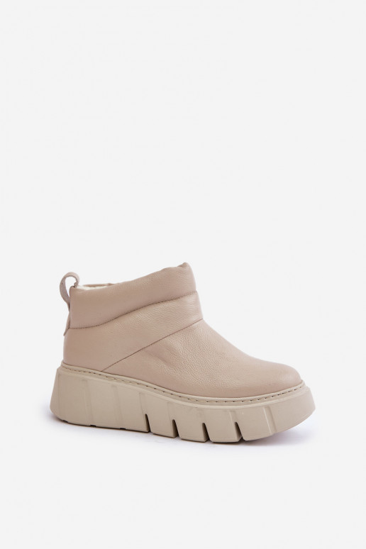 Zazoo 60470 Leer Laarzen met InolverInarming met platform ivoor