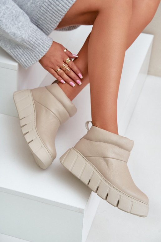 Zazoo 60470 Leer Laarzen met InolverInarming met platform ivoor