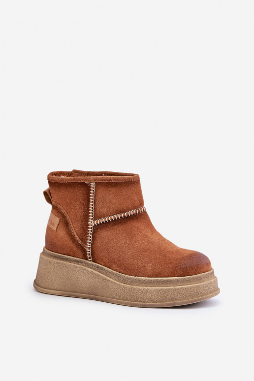 Peau en daim Bottes de neige Bottes avec une plateforme I Koturnie Il fautciejka 06769-29 marron