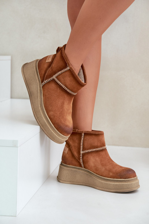 Haut aus INildleder Schneestiefel Stiefel mit einer Plattform I Koturnie Es mussciejka 06769-29 braune Farbe Haut aus INildleder Schneestiefel Stiefel mit einer Plattform I Koturnie Es mussciejka 06769-29 braune Farbe