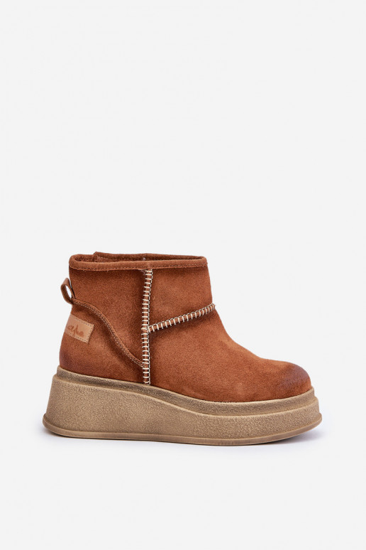 Haut aus INildleder Schneestiefel Stiefel mit einer Plattform I Koturnie Es mussciejka 06769-29 braune Farbe Haut aus INildleder Schneestiefel Stiefel mit einer Plattform I Koturnie Es mussciejka 06769-29 braune Farbe