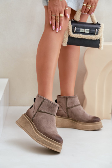 Bottines en daim pour la neige avec plateforme rehaussée Tai Turiciejka 06769-02, couleur marron foncé 2