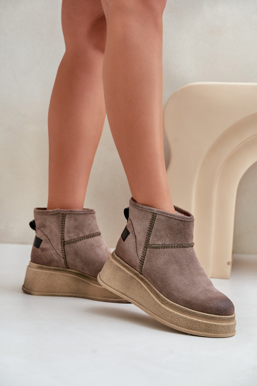 Peau en daim Bottes de neige Bottes avec une plateforme I Koturnie Il fautciejka 06769-02 marron foncé Peau en daim Bottes de neige Bottes avec une plateforme I Koturnie Il fautciejka 06769-02 marron foncé