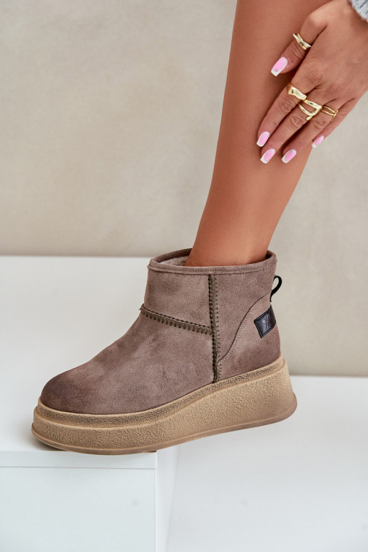 Peau en daim Bottes de neige Bottes avec une plateforme I Koturnie Il fautciejka 06769-02 marron foncé Peau en daim Bottes de neige Bottes avec une plateforme I Koturnie Il fautciejka 06769-02 marron foncé