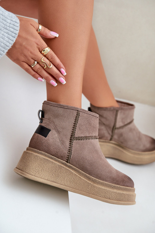 Peau en daim Bottes de neige Bottes avec une plateforme I Koturnie Il fautciejka 06769-02 marron foncé Peau en daim Bottes de neige Bottes avec une plateforme I Koturnie Il fautciejka 06769-02 marron foncé