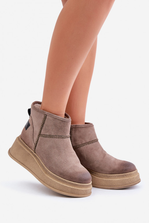 Peau en daim Bottes de neige Bottes avec une plateforme I Koturnie Il fautciejka 06769-02 marron foncé Peau en daim Bottes de neige Bottes avec une plateforme I Koturnie Il fautciejka 06769-02 marron foncé