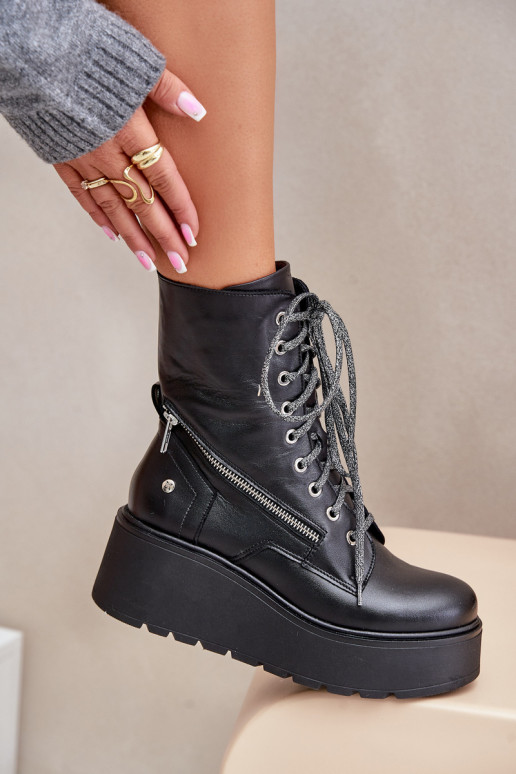 Leer Enkellaarsjes voor Inerknemers met platform I Koturnie Het heeftciejka 06676-01 zInart Leer Enkellaarsjes voor Inerknemers met platform I Koturnie Het heeftciejka 06676-01 zInart