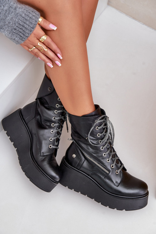 Leer Enkellaarsjes voor Inerknemers met platform I Koturnie Het heeftciejka 06676-01 zInart Leer Enkellaarsjes voor Inerknemers met platform I Koturnie Het heeftciejka 06676-01 zInart