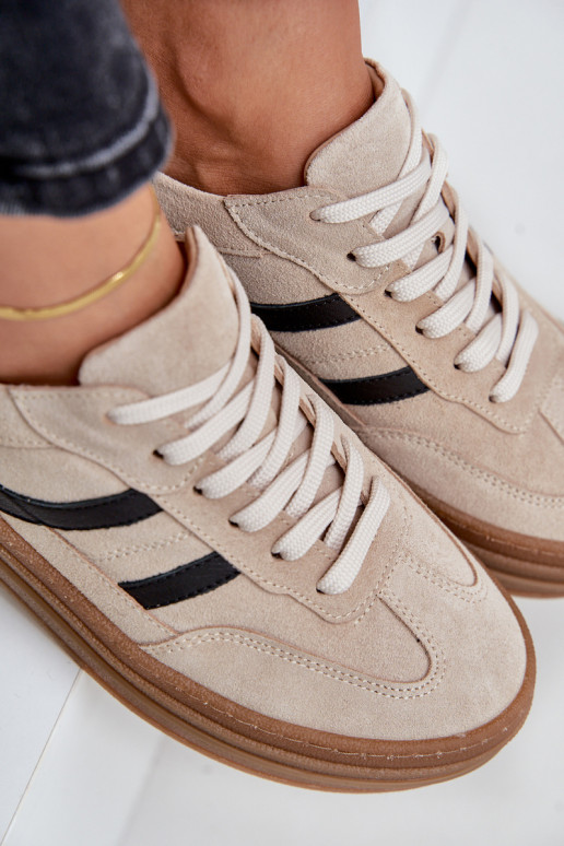 Zazoo N1176 aus INildleder Sneakers Stilvollllschuhe mit einer Plattform Beige Zazoo N1176 aus INildleder Sneakers Stilvollllschuhe mit einer Plattform Beige