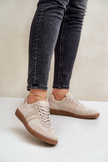 Bottes basses de sport en daim pour femmes, couleur sable