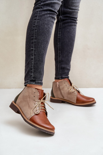 Leder-Ankle Boots mit breiten Absätzen, in Braun 2