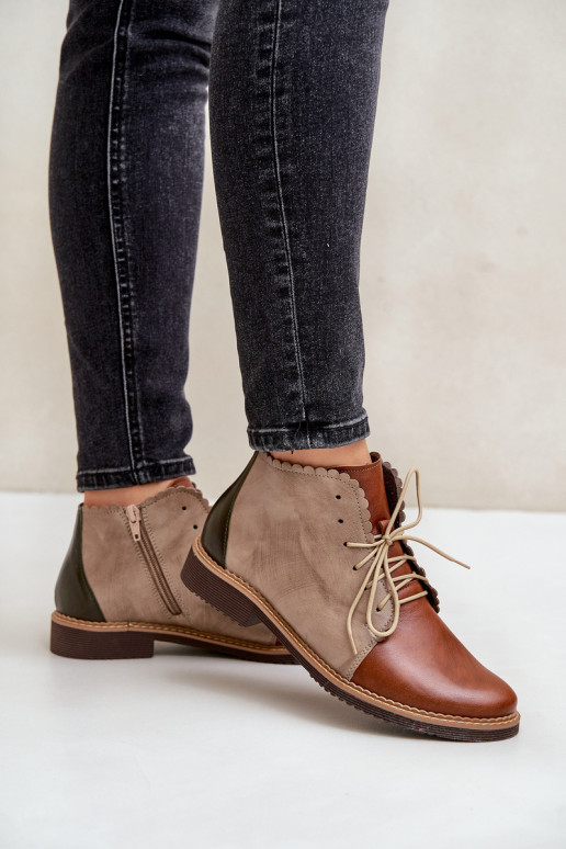 Haut Stiefel mit breiten Absätzen braune Farbe Zazoo 4078