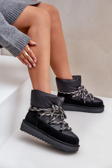 aus INildleder Schneestiefel FemininGrubym Schnürungm D.Franklin DFSH375003 schZuarze Farbe