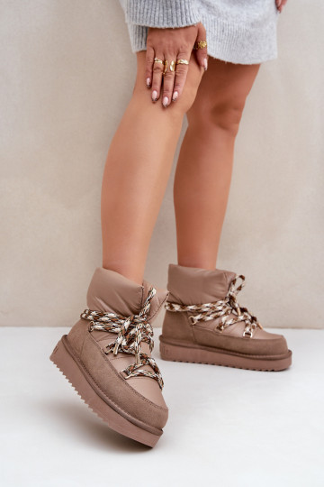Ziegenleder-Sneaker für Frauen mit dicken Schnürsenkelschlaufen, in Lehm
