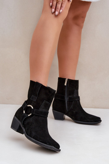 Ankle Boots aus natürlichem Ziegenleder mit Absätzen, in Schwarz 2
