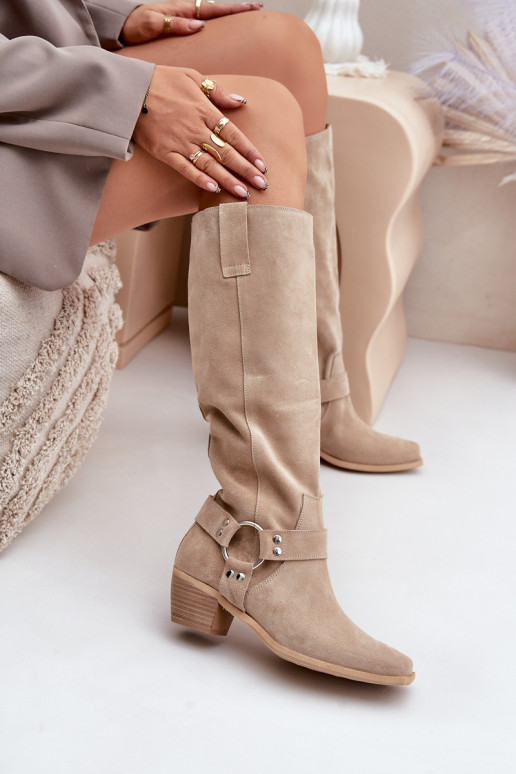 en daim bottes Sur un talon bas avec une botte Contre la route Zazoo 3444/O couleur ivoire en daim bottes Sur un talon bas avec une botte Contre la route Zazoo 3444/O couleur ivoire