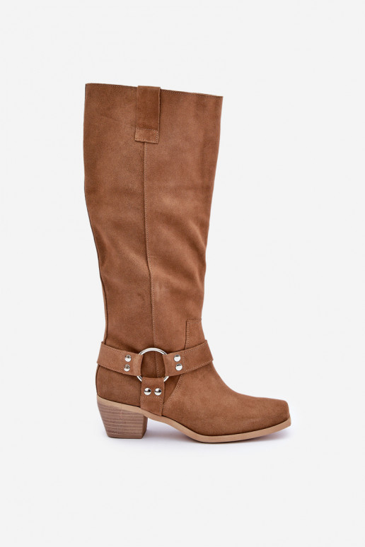 aus INildleder Stiefel Auf niedrigem Absatz mit einem Stiefel Gegen die Straße Zazoo 3444/O braune Farbe aus INildleder Stiefel Auf niedrigem Absatz mit einem Stiefel Gegen die Straße Zazoo 3444/O braune Farbe