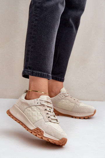 Leer Sneakers model schoenen Dames Big Star OO274A315 Hi-Poly System beige 2