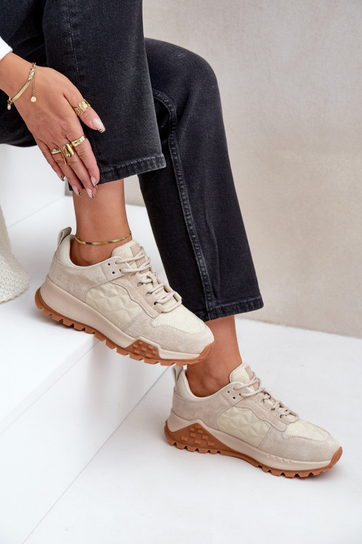 Leer Sneakers model schoenen Dames Big Star OO274A315 Hi-Poly System beige Leer Sneakers model schoenen Dames Big Star OO274A315 Hi-Poly System beige