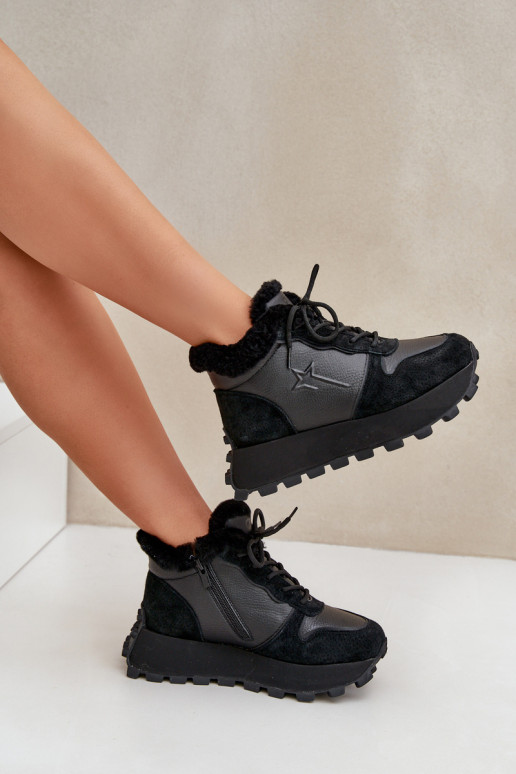 Leer Sneakers model schoenen schoenen Dames met bont met platform Big Star OO274A329 zInart Leer Sneakers model schoenen schoenen Dames met bont met platform Big Star OO274A329 zInart