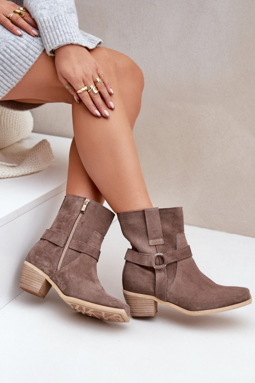 StiefelErmöglichtturalnego aus INildlederu mit Absätzen Zazoo 3444/2 braune Farbe StiefelErmöglichtturalnego aus INildlederu mit Absätzen Zazoo 3444/2 braune Farbe