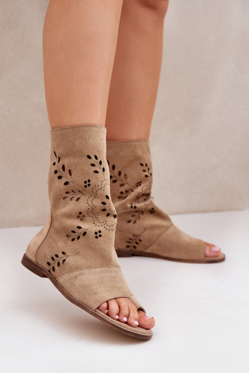 Sandales en daim pour femmes avec tige Zazoo 3437 couleur sable