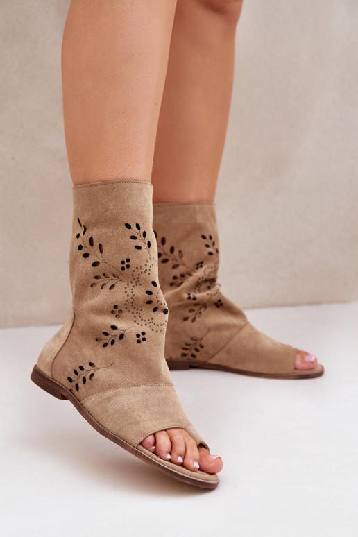 Zazoo 3437 Feminin INildledersandalen mit einem Stiefel Zum Schloss Beige Zazoo 3437 Feminin INildledersandalen mit einem Stiefel Zum Schloss Beige