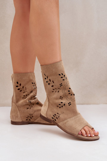 Zazoo 3437 Féminin Sandales en daim avec une botte Au Château beige 2