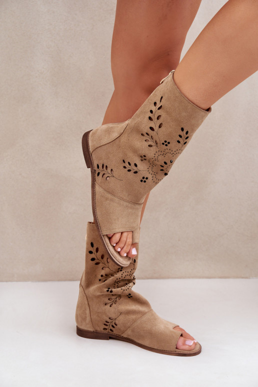 Zazoo 3437 Dames Sandalen van suède met laarzen Opar het kasteel beige Zazoo 3437 Dames Sandalen van suède met laarzen Opar het kasteel beige