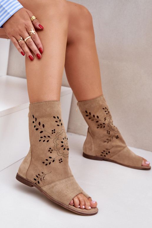 Zazoo 3437 Féminin Sandales en daim avec une botte Au Château beige Zazoo 3437 Féminin Sandales en daim avec une botte Au Château beige