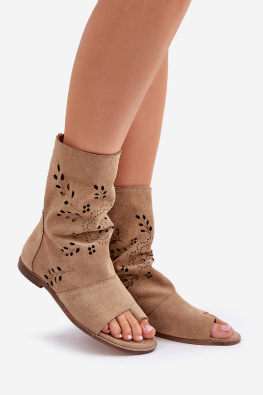 Zazoo 3437 Féminin Sandales en daim avec une botte Au Château beige Zazoo 3437 Féminin Sandales en daim avec une botte Au Château beige