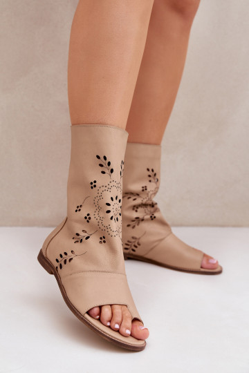 Zazoo 3437 Féminin Sandales pour femmes avec une botte Au Château beige