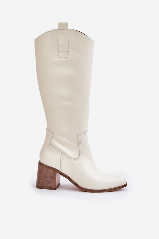 Peau bottes Contre la route avec des talons Zazoo 3675 couleur blanche