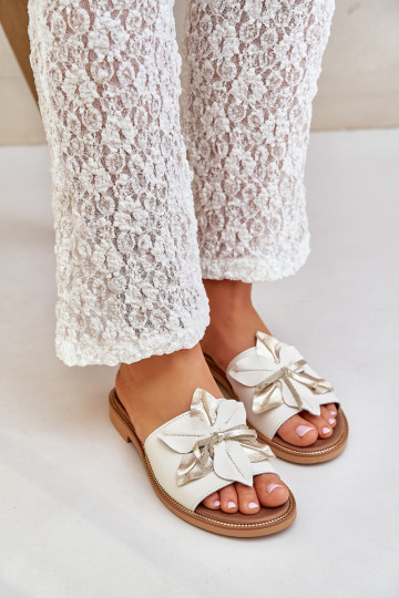 Chaussons avec des ornements Cuir naturel Zazoo 3667 couleur blanche