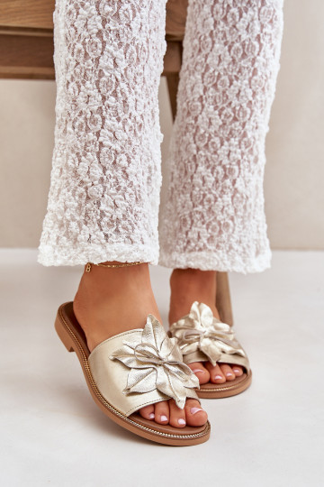 Chaussons avec des ornements Cuir naturel Zazoo 3667 couleur dorée