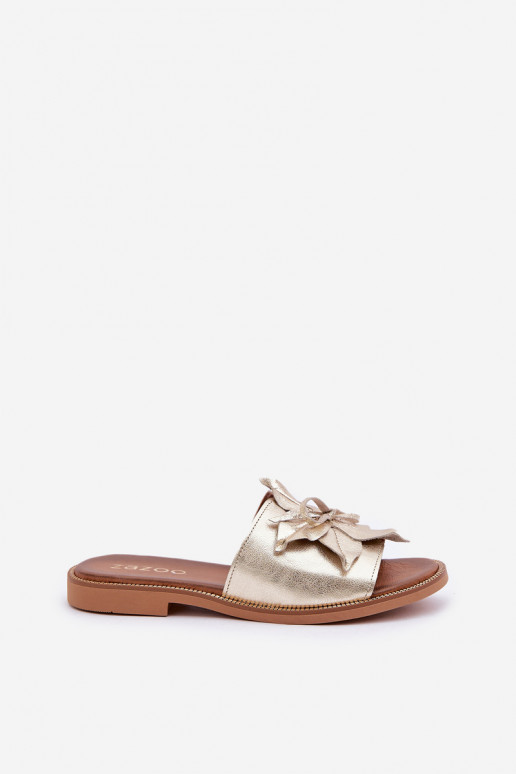 Chaussons avec des ornements Cuir naturel Zazoo 3667 couleur dorée Chaussons avec des ornements Cuir naturel Zazoo 3667 couleur dorée